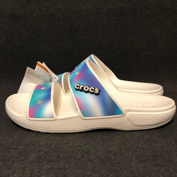 Classic Crocs Shoes Solarized Tie Dye 2 Strap Sandals Pool Slides Size 11 MEN - Picture 3 of 9